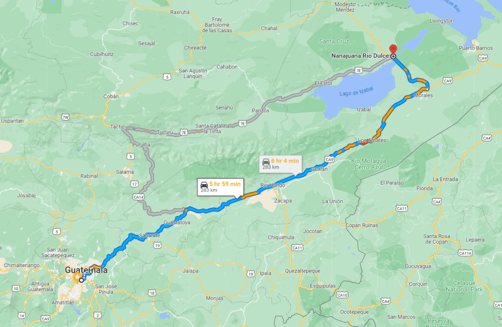 Guatemala City To Lake izabal