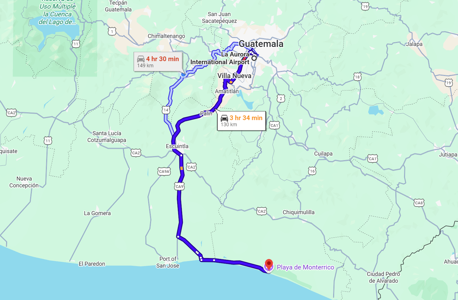 Guatemala City to Monterrico
